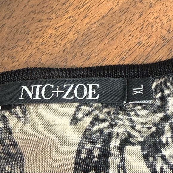 NIC+ZOE Black Lace Sheer Floral Mesh Blouse Long Sleeve Romantic Top XL - Picture 8 of 10